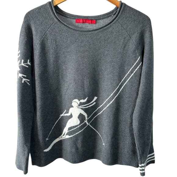 Krimson Klover Alpine Ski Graphic Sweater Gray & White Wool Blend Size Large - Picture 3 of 7